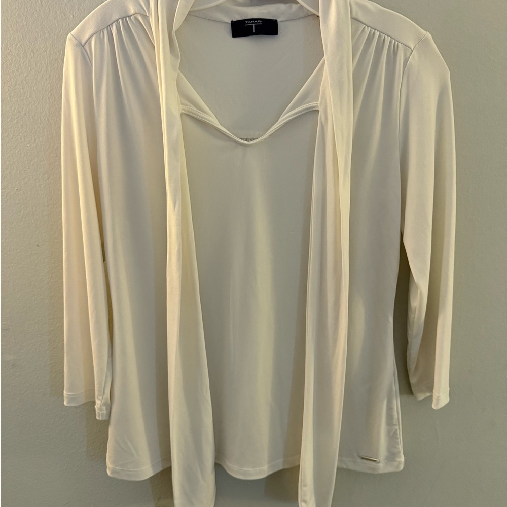 Tahari Elegant Cream Women's Top with tie